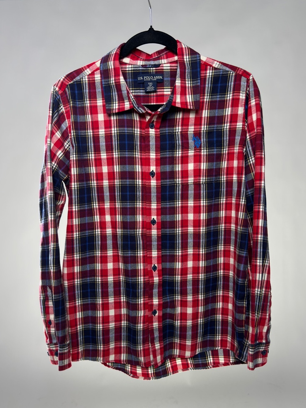 U.S. Polo Assn. Men’s Red Plaid Flannel Button-Up Shirt